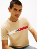 Μπεζ Βαμβακερό T-Shirt Με Signature Λογότυπο  Άνδρες