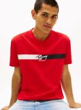 Κόκκινο Βαμβακερό T-Shirt Με Signature Λογότυπο  Άνδρες
