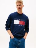Blue Regular Tonal Flag Crew Neck Sweatshirt  Men