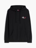 Black Signature Logo Terry Drawstring Hoody  Men