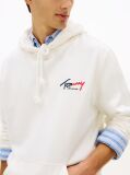 White Signature Logo Terry Drawstring Hoody  Men