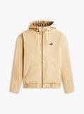 Beige Herringbone Twill Relaxed Zip-Thru Hooded Jacket  Men