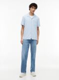 Blue Regular Fit Linen Blend Short Sleeve Shirt  Men
