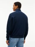 Blue Waffle Knit Relaxed Quarter-Zip Sweatshirt  Men