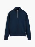 Blue Waffle Knit Relaxed Quarter-Zip Sweatshirt  Men