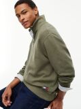 Green Waffle Knit Relaxed Quarter-Zip Sweatshirt  Men
