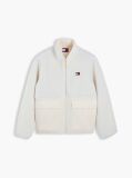 Beige Teddy Contrast Texture Relaxed Jacket  Men