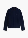 Blue Tommy Flag Cable Knit Jumper  Men
