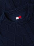 Blue Tommy Flag Cable Knit Jumper  Men