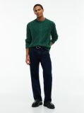 Green Tommy Flag Cable Knit Jumper  Men