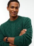 Green Tommy Flag Cable Knit Jumper  Men