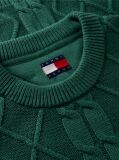 Green Tommy Flag Cable Knit Jumper  Men