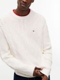White Tommy Flag Cable Knit Jumper  Men