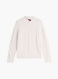 White Tommy Flag Cable Knit Jumper  Men
