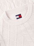 White Tommy Flag Cable Knit Jumper  Men