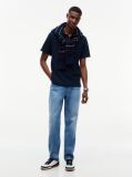 Blue Regular Fit Washed Waffle Knit Polo Shirt  Men