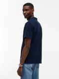 Blue Regular Fit Washed Waffle Knit Polo Shirt  Men