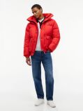 Red Logo Hooded Relaxed Puffer Jacket  Men