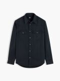 Μαύρο Western Denim Πουκάμισο Ξεθωριασμένο Σε Κανονική Γραμμή  Άνδρες