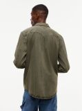 Πράσινο Western Denim Πουκάμισο Ξεθωριασμένο Σε Κανονική Γραμμή  Άνδρες