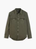 Πράσινο Western Denim Πουκάμισο Ξεθωριασμένο Σε Κανονική Γραμμή  Άνδρες