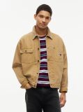 Beige Corduroy Collar Oversized Canvas Overshirt  Men