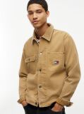 Beige Corduroy Collar Oversized Canvas Overshirt  Men