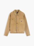 Beige Corduroy Collar Oversized Canvas Overshirt  Men