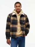 Multi Teddy Lined Brushed Flannel Oversized Shacket  Men