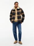 Multi Teddy Lined Brushed Flannel Oversized Shacket  Men