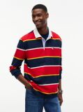 Multi Tommy Badge Stripe Relaxed Rugby Shirt  Men