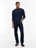 Μπλε Μακρυμάνικο T-Shirt Με Henley Λαιμόκοψη Και Waffle Πλέξη  Άνδρες