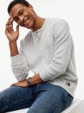 Γκρι Μακρυμάνικο T-Shirt Με Henley Λαιμόκοψη Και Waffle Πλέξη  Άνδρες