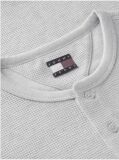 Γκρι Μακρυμάνικο T-Shirt Με Henley Λαιμόκοψη Και Waffle Πλέξη  Άνδρες