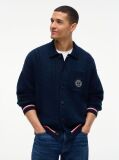 Blue Cable Knit Polo Collar Relaxed Cardigan  Men