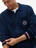 Blue Cable Knit Polo Collar Relaxed Cardigan  Men