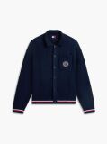 Blue Cable Knit Polo Collar Relaxed Cardigan  Men