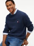 Blue Tommy Badge Textured Jumper  Men
