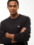 Black Tommy Badge Textured Jumper  Men