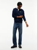 Blue Contrast Collar Relaxed Rugby Shirt  Men