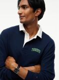 Blue Contrast Collar Relaxed Rugby Shirt  Men