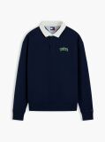 Blue Contrast Collar Relaxed Rugby Shirt  Men