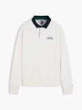 White Contrast Collar Relaxed Rugby Shirt  Men