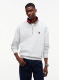 Grey Tommy Badge Relaxed Quarter-Zip Sweatshirt  Men