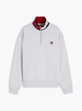 Grey Tommy Badge Relaxed Quarter-Zip Sweatshirt  Men