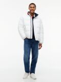 Beige Colour-Blocked Relaxed Ripstop Puffer Jacket  Men