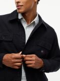Black Textured Herringbone Oversized Overshirt  Men