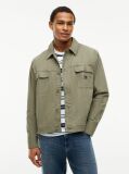 Green Textured Herringbone Oversized Overshirt  Men