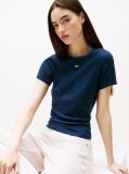 Μπλε Essential Ριμπ T-Shirt Σε Slim Γραμμή  Γυναίκες