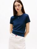 Μπλε Essential Ριμπ T-Shirt Σε Slim Γραμμή  Γυναίκες